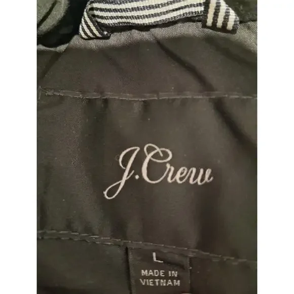 J.Crew Chateau Puffer Jacket Women's Large Black PrimaLoft Insulated Hooded Coat - Picture 11 of 13